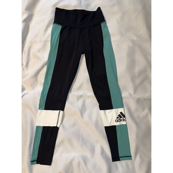 Adidas Climalite Leggings Ladies Aeroready Black Logo New No Tag Small - Picture 5 of 6
